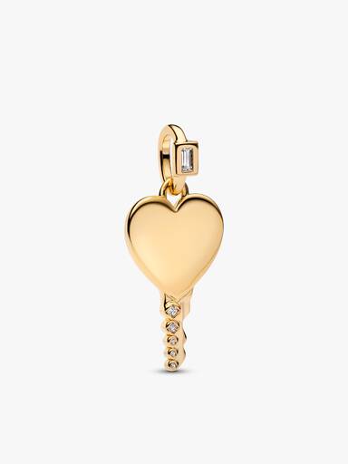 Conjunto Presente Colar Chave Coração Gravável Dourado