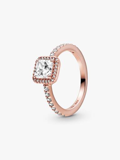 Anel Square Sparkle Halo
