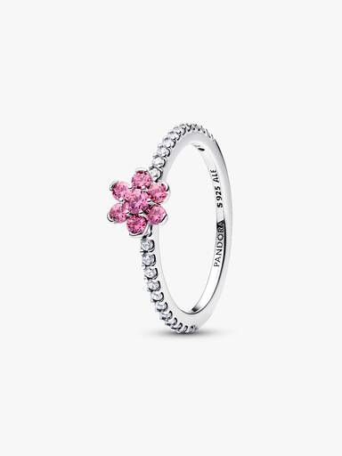 Anel Flor Rosa Brilhante