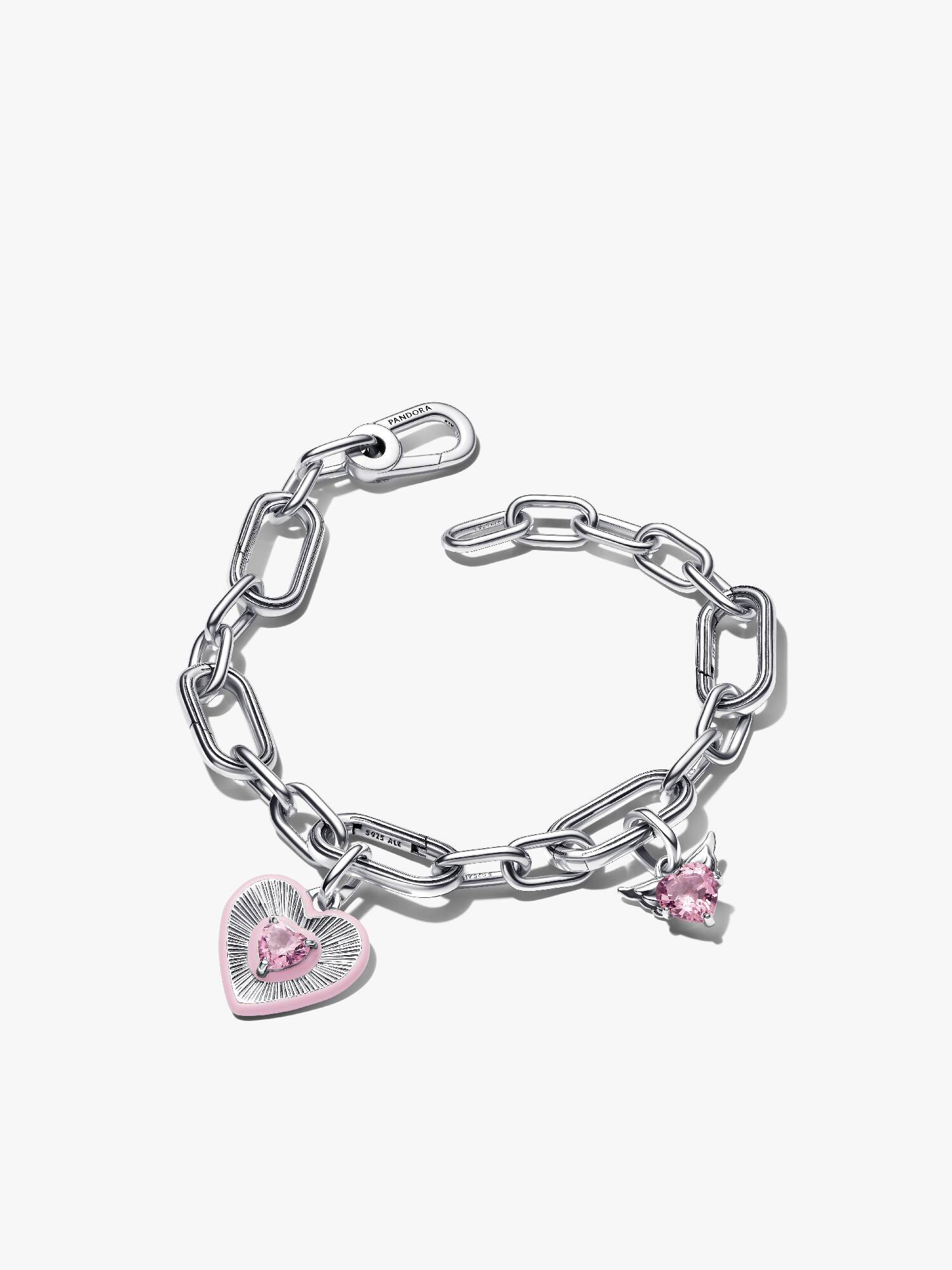 Conjunto Pulseira Coração Rosa