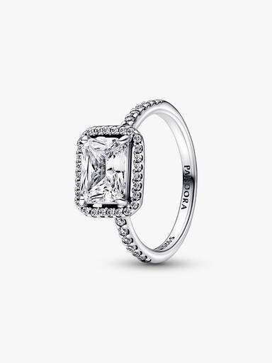 Anel Rectangular Sparkling Halo