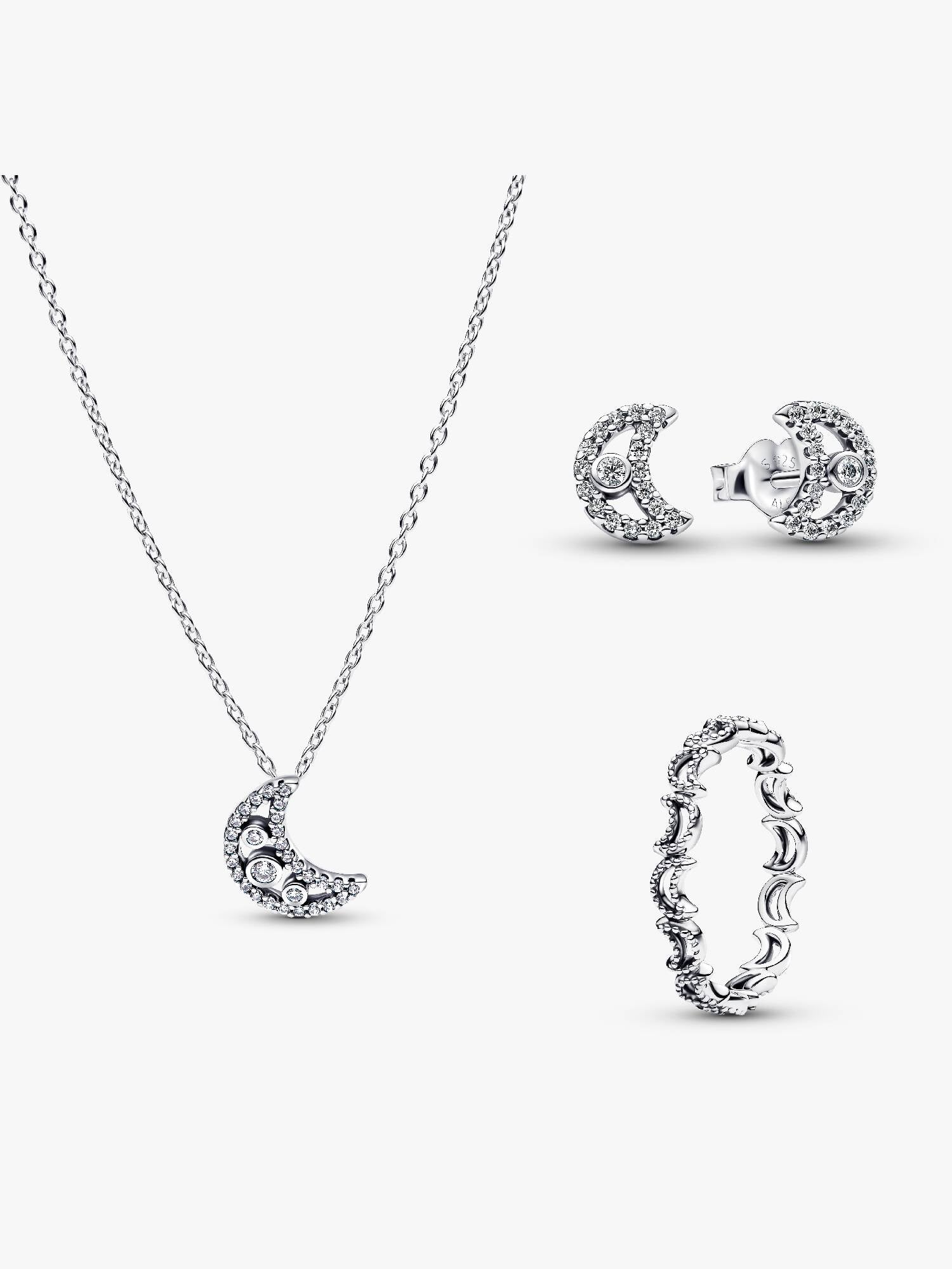 Conjunto de presente Colar, Brincos e Anel Lua Crescente