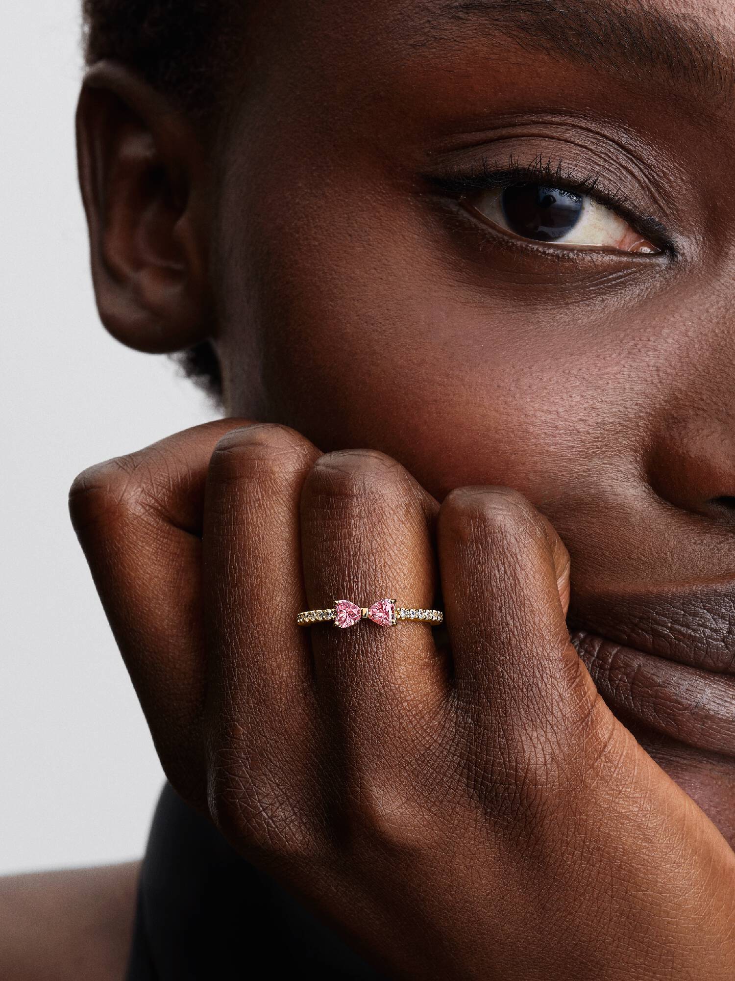 Anel Laço Rosa Brilhante