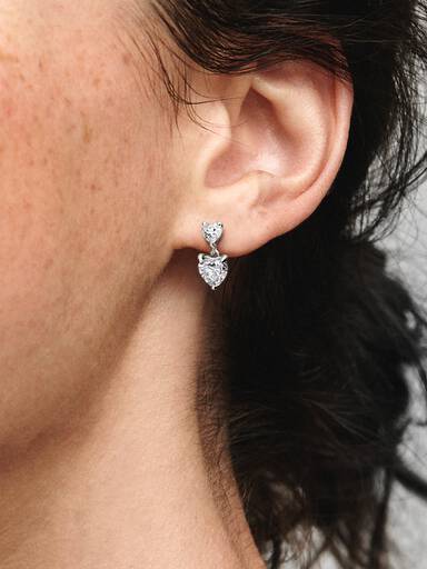 Brincos Double Heart Sparkling