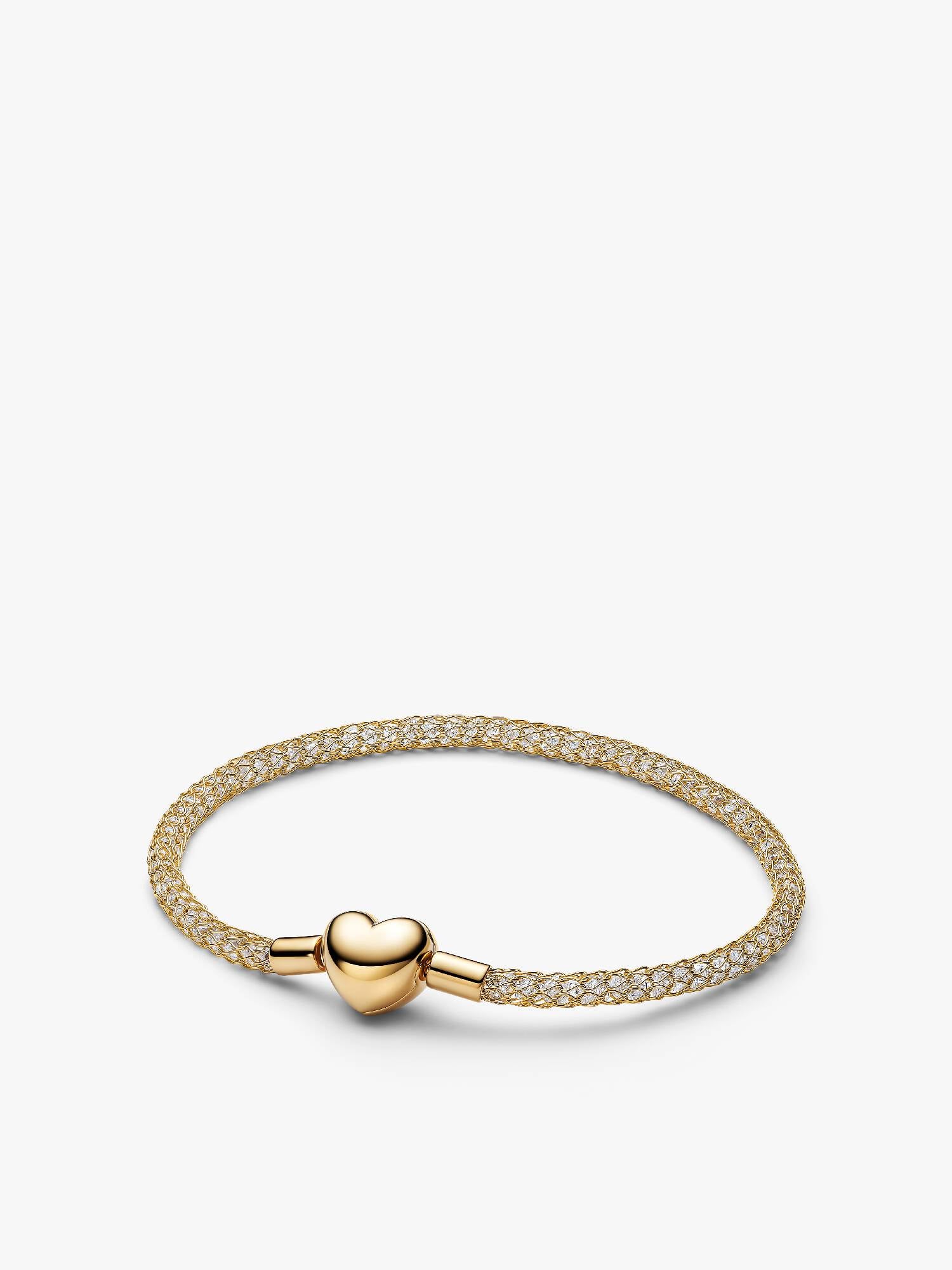 Pulseira de Malha Brilhante com Fecho Coração
