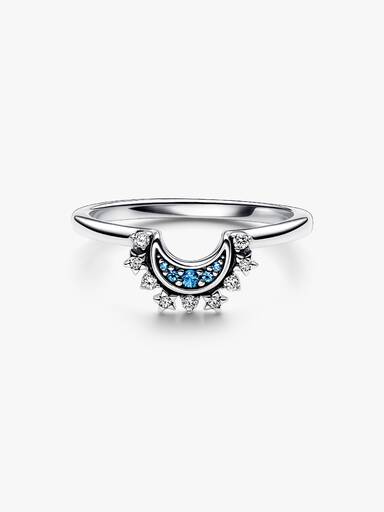 Anel Celestial Lua Azul Brilhante