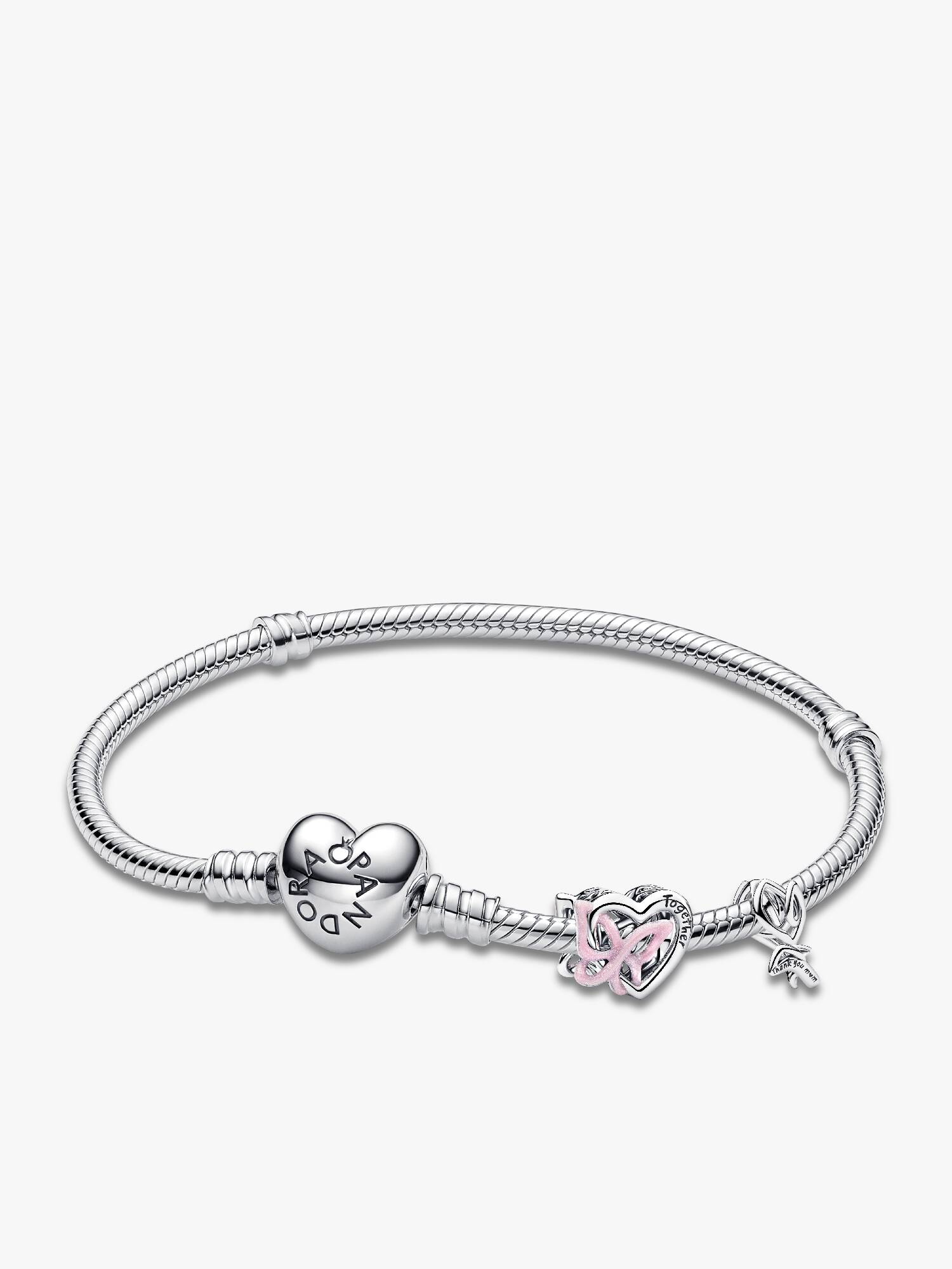 Conjunto de Presente Pulseira Coração Moments e Charms Tulipa & Coração Entrelaçado
