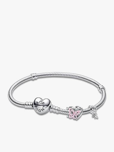 Conjunto de Presente Pulseira Coração Moments e Charms Tulipa & Coração Entrelaçado