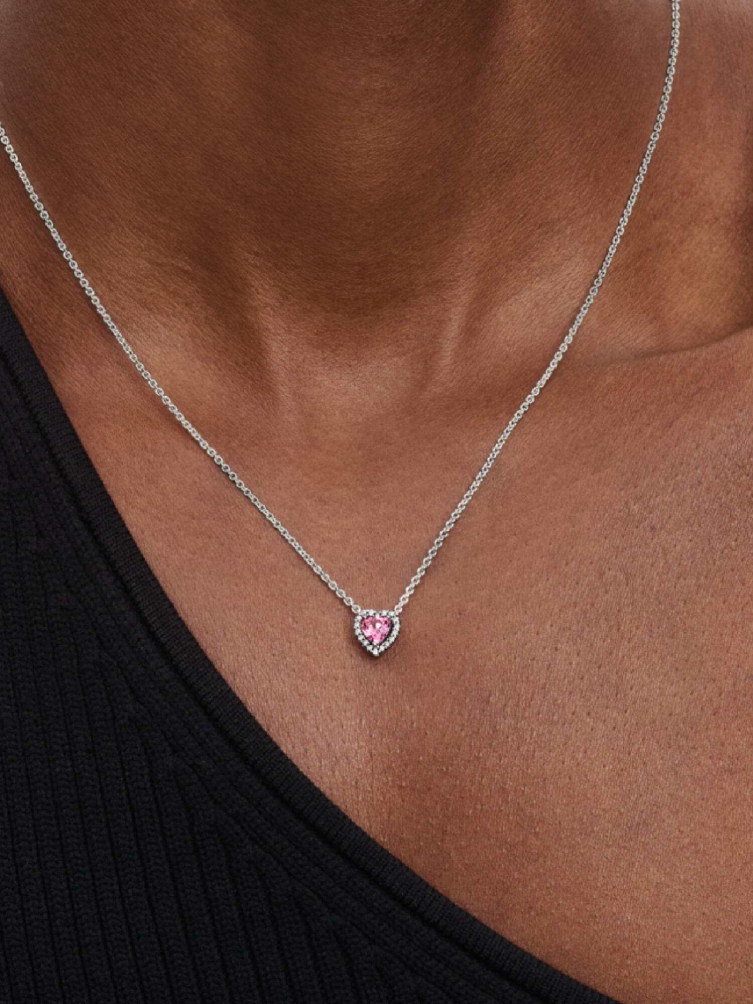 Colar Coração Elevado Rosa