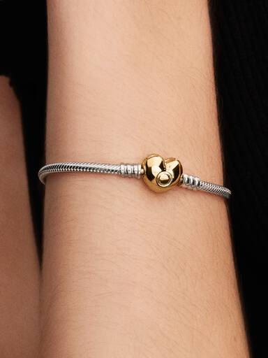 Pulseira Malha Snake Fecho Coração