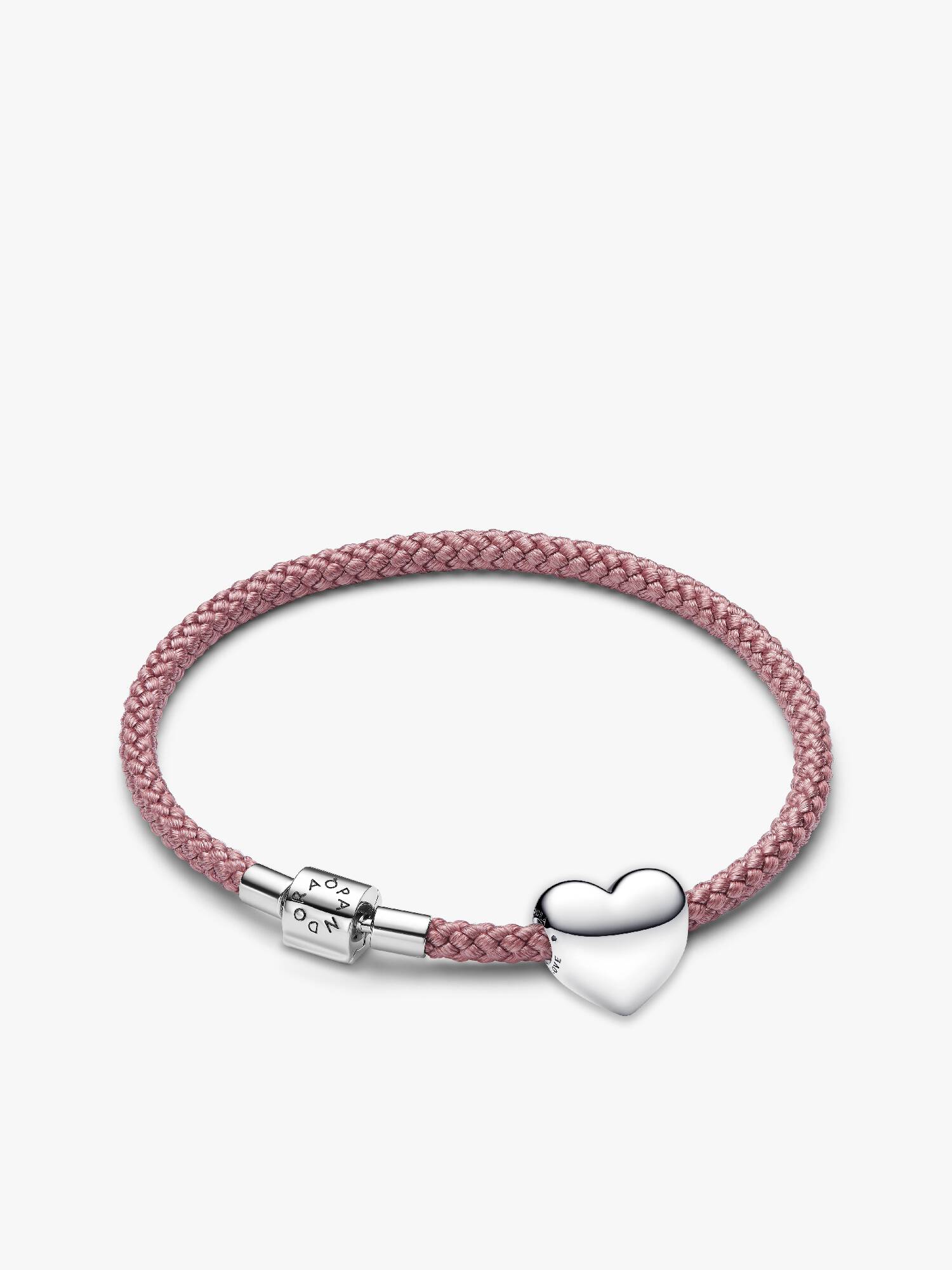 Conjunto de Presente Pulseira Cordão Rosa com Conta Gravável Coração Grande Be Love