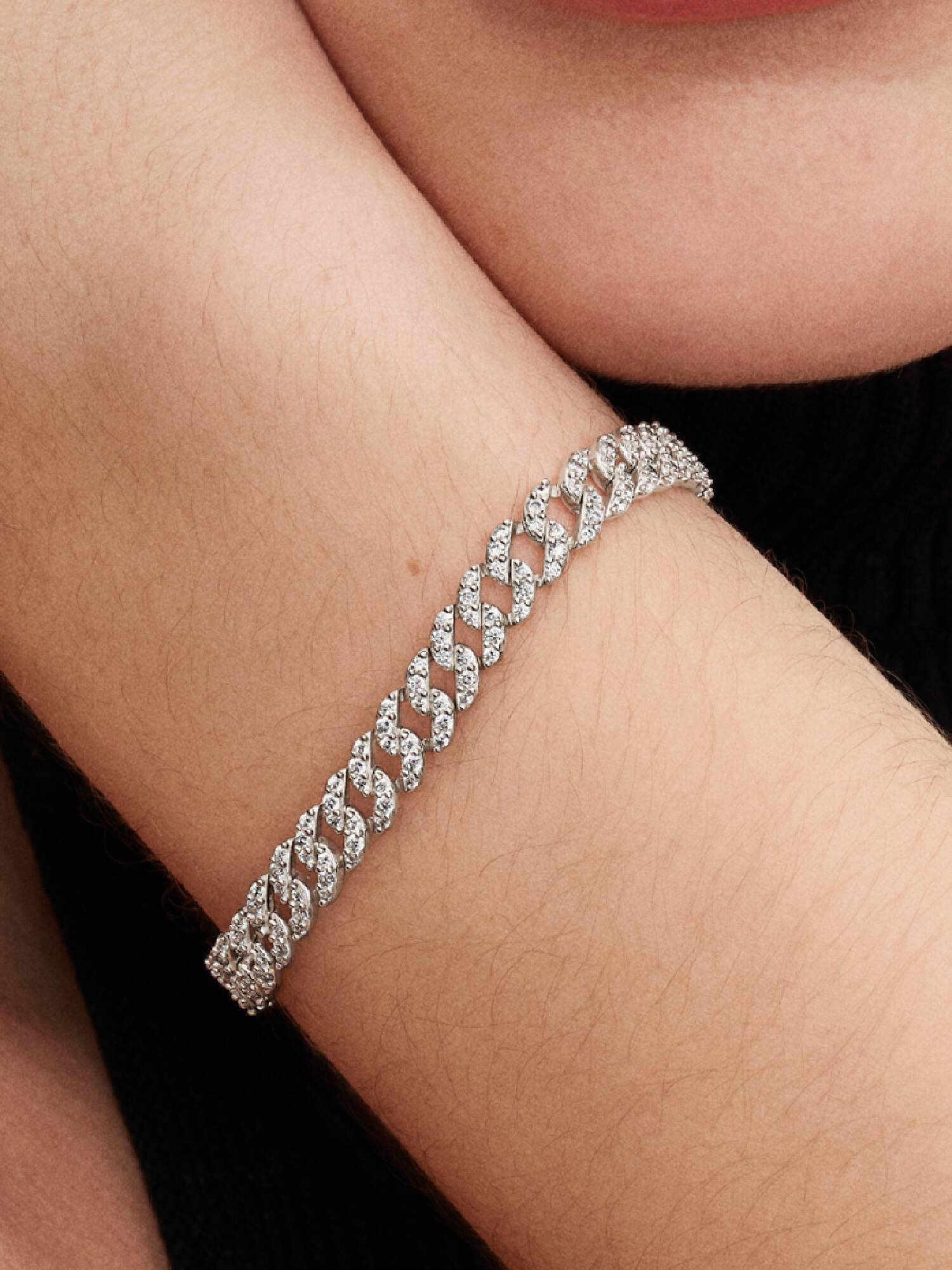 Pulseira de Corrente Cubana Pavé Pandora Timeless
