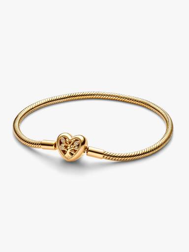 Pulseira Malha Snake Fecho Coração Árvore de Família