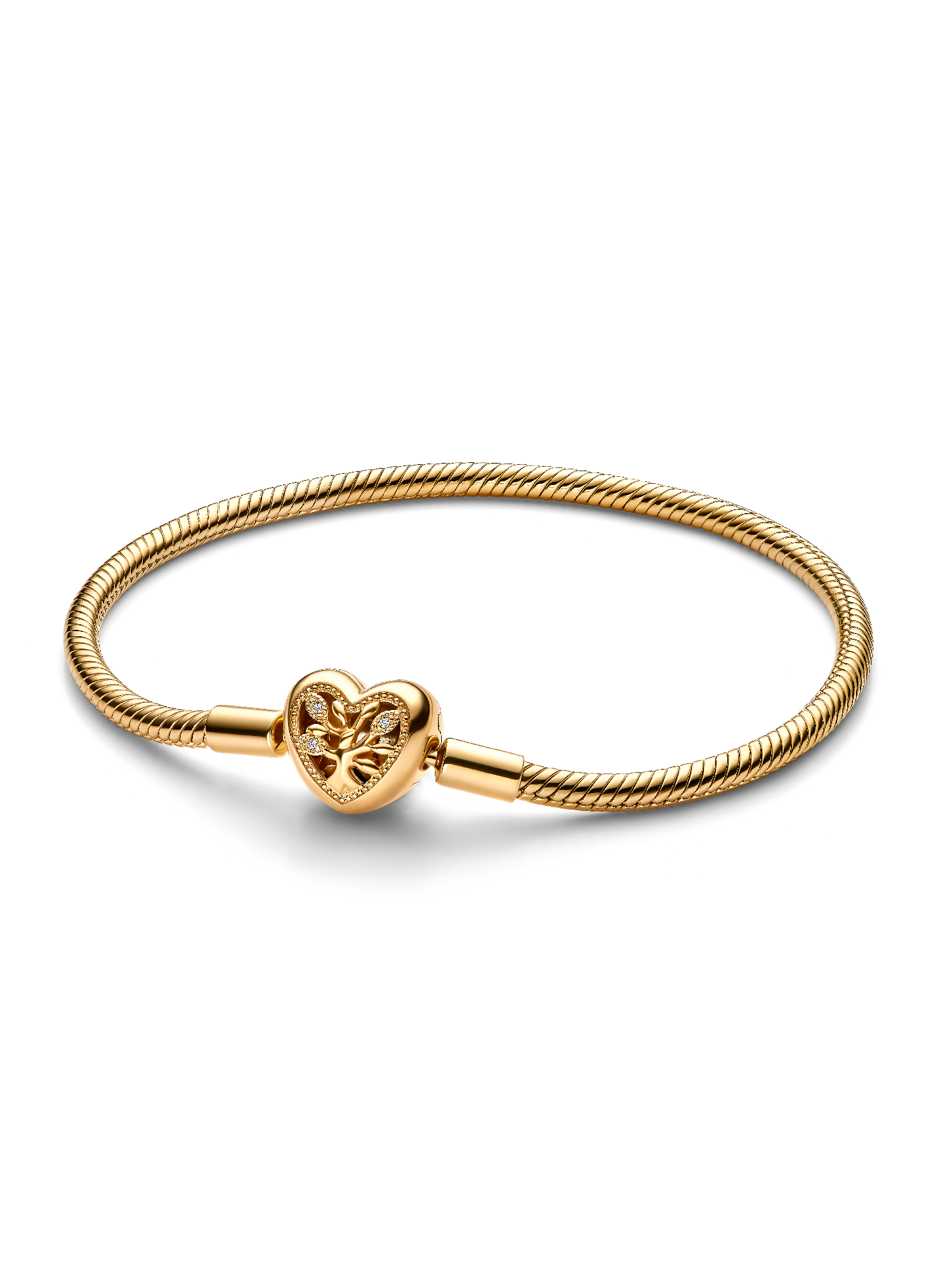 Pulseira Malha Snake Fecho Coração Árvore de Família