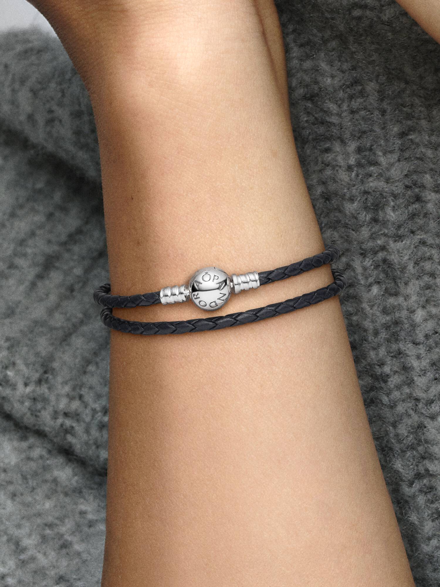 Pulseira de Couro Dupla Preta