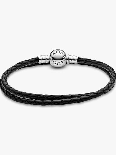 Pulseira de Couro Dupla Preta
