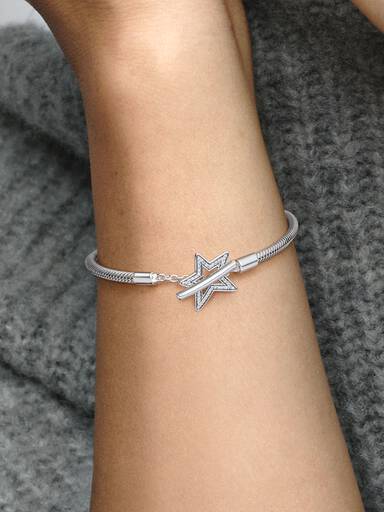 Pulseira Pandora Moments com fecho em T Estrela Brilhante