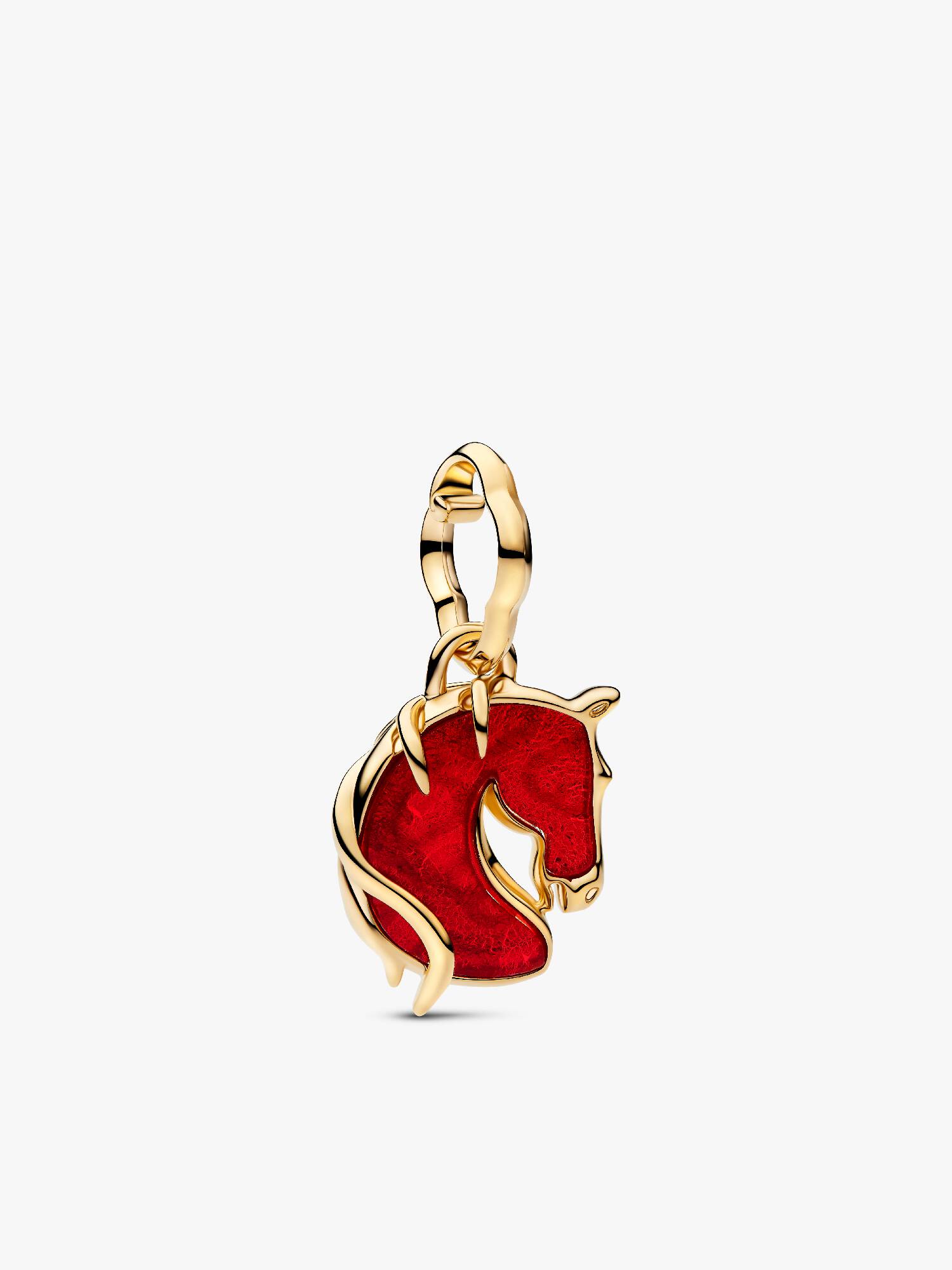 Conta Pendente Vidro Murano Cavalo de Fogo Vermelho