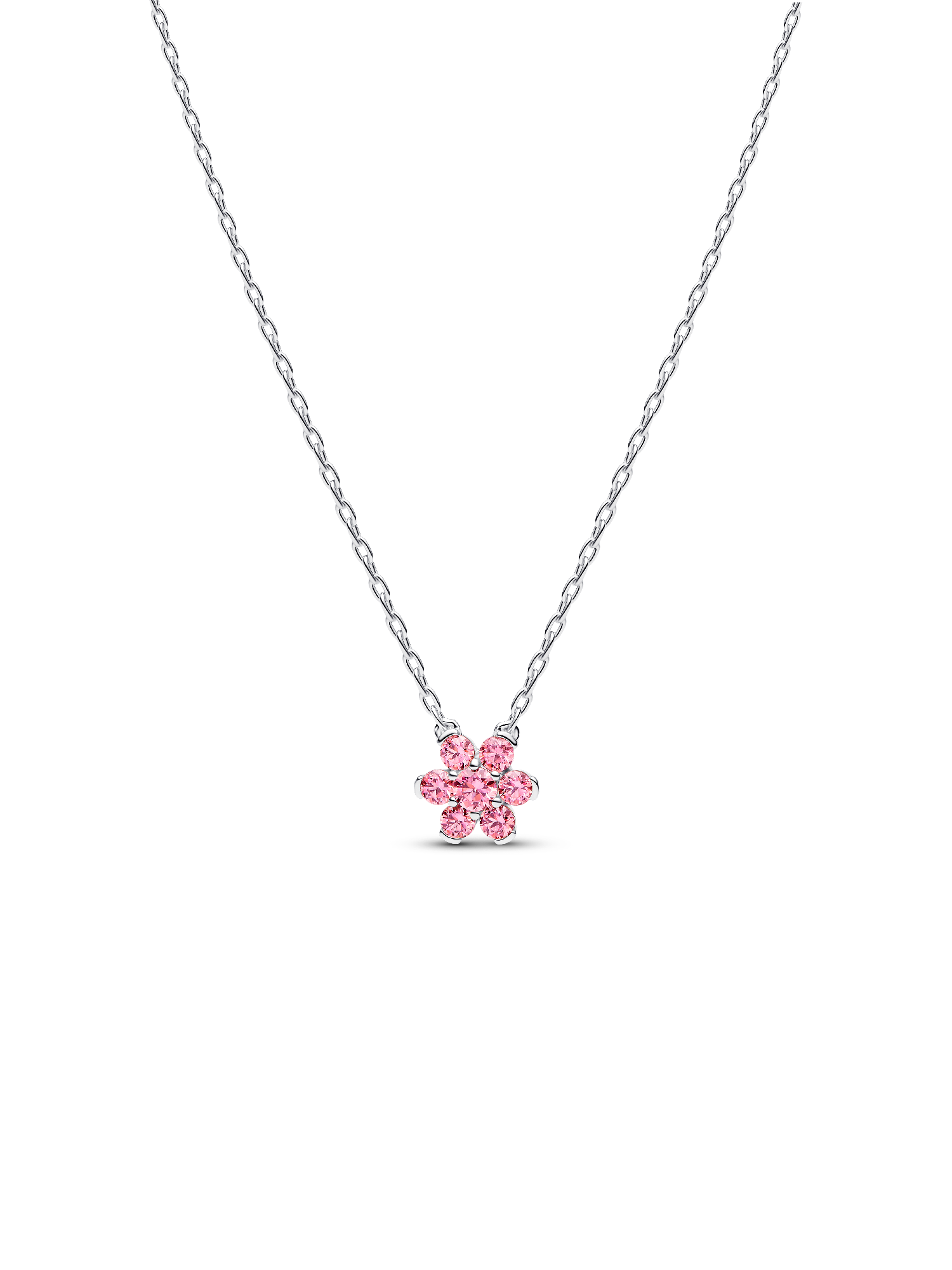 Colar Pendente Flor Rosa Brilhante