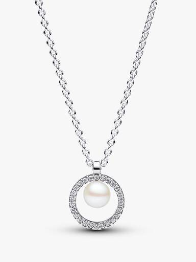 Colar Treated Freshwater Cultured Pearl & Pavé