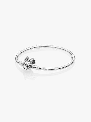 Pulseira de Malha Snake Fecho Minnie Pavé Disney Pandora Moments