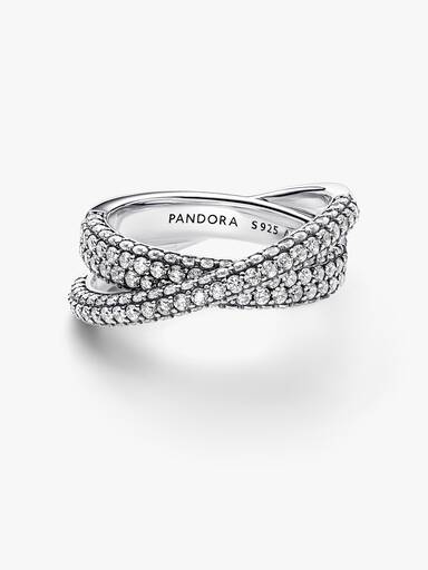 Anel Dois Aros Cruzados Pavé Pandora Timeless