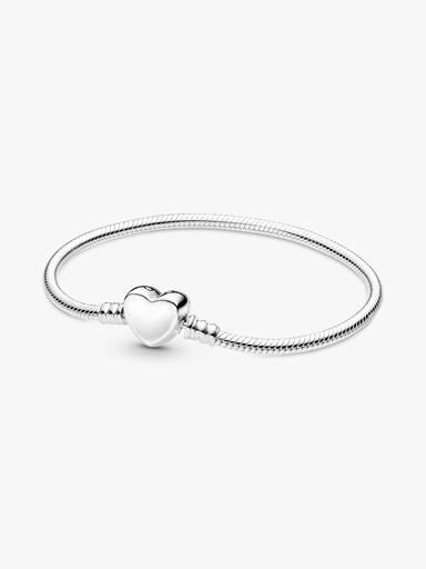 Pulseira malha Snake com Fecho Coração Gravável Pandora Moments