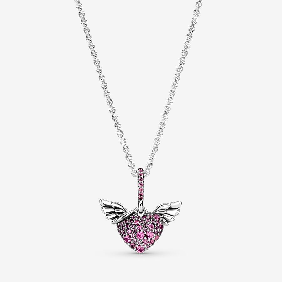 Colar Pavé Heart & Angel Wings image number 0