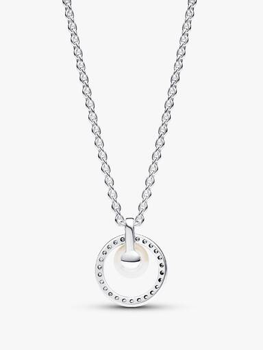 Colar Treated Freshwater Cultured Pearl & Pavé