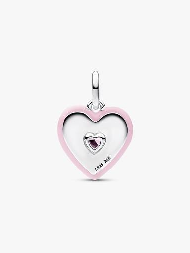 Conta Medalhão Coração Rosa Radiante