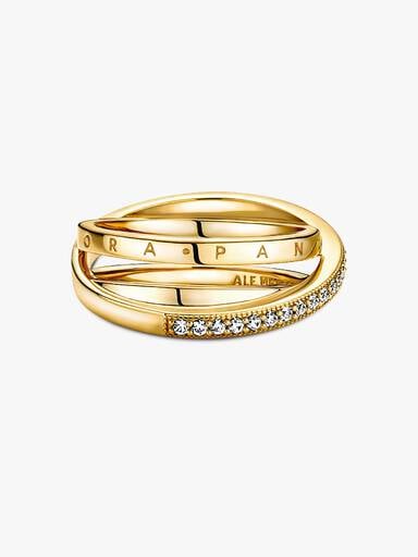 Anel Crossover Pavé Triple Band
