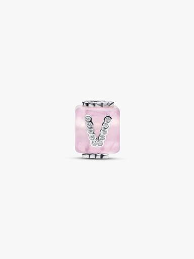Conta Cubo Love Vidro Murano Rosa