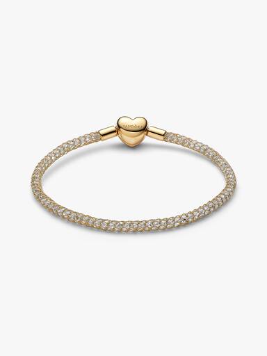 Pulseira de Malha Brilhante com Fecho Coração