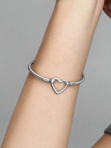Pulseira Malha Snake Fecho Coração