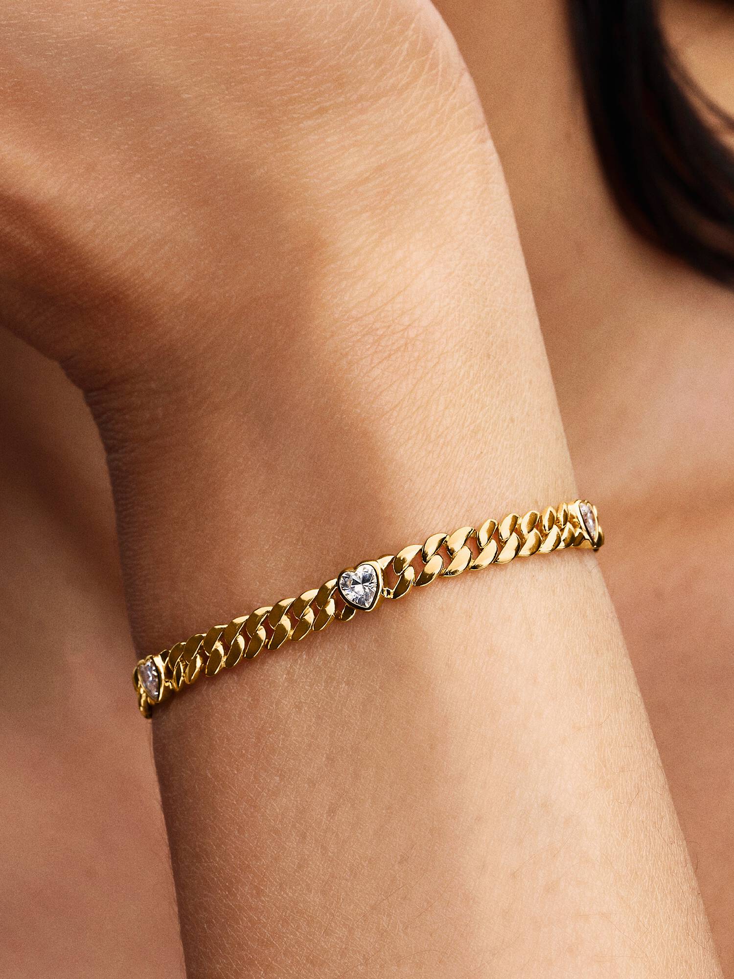 Pulseira de Corrente Cubana Coração
