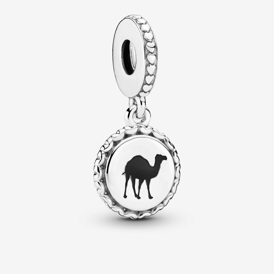 Dromedary silver dangle with black enamel image number 0