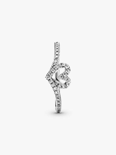 Anel Wishbone Coração Brilhante