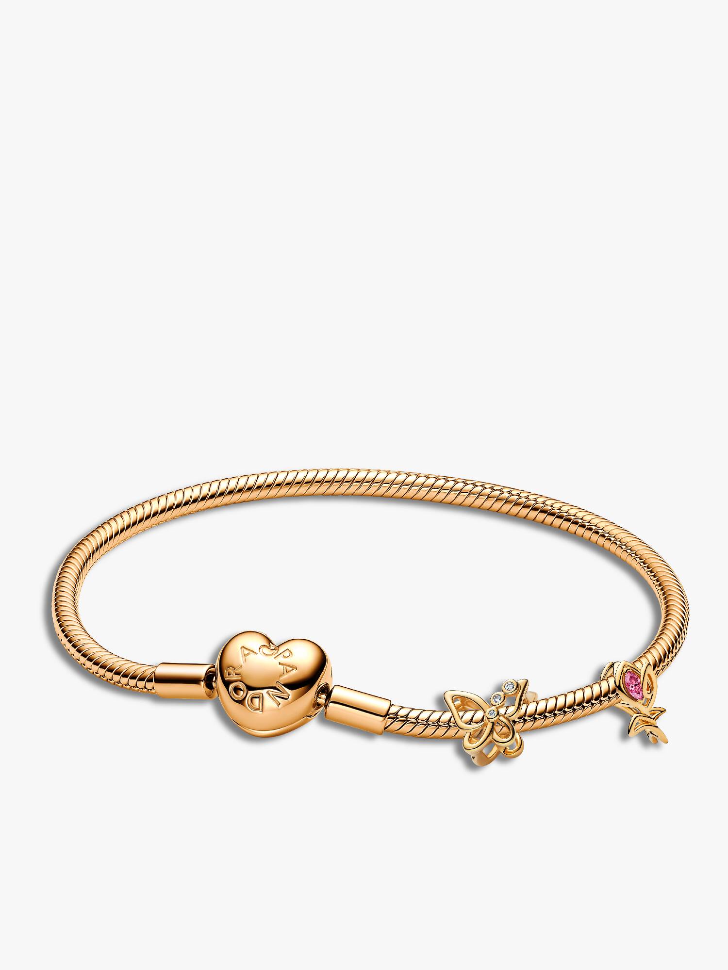Conjunto de Presente Pulseira Coração e Charms Borboleta & Tulipa em Filigrana