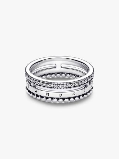 Anel Pandora Signature Pavé & Beads