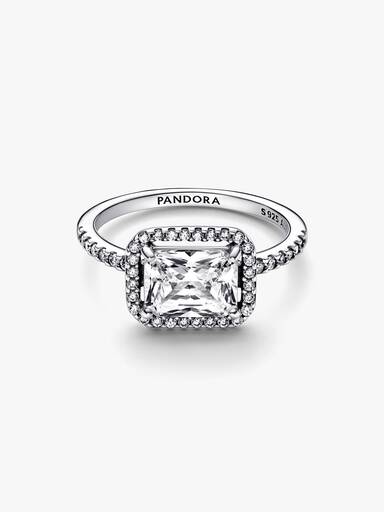 Anel Rectangular Sparkling Halo