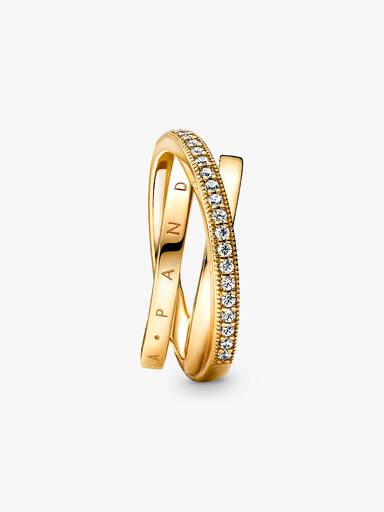 Anel Crossover Pavé Triple Band