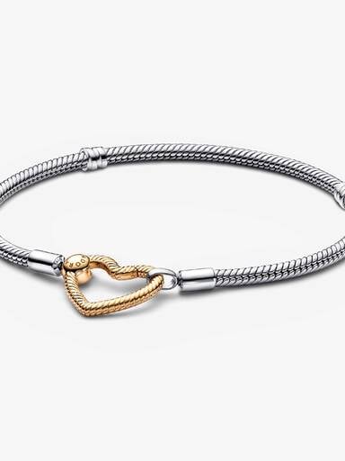 Pulseira Malha Snake Fecho Coração