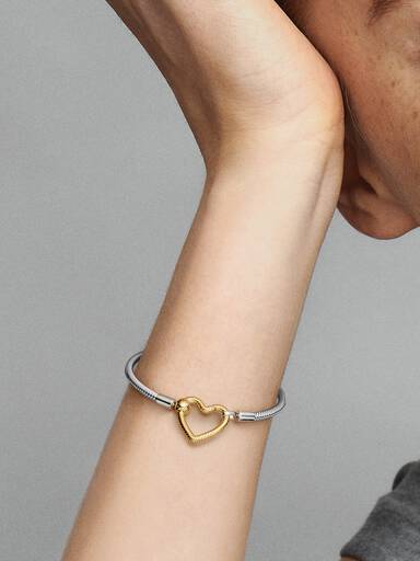 Pulseira Malha Snake Fecho Coração