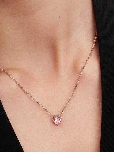 Colar Coração Rosa