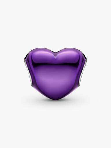 Conta Coração Roxo Metalizado