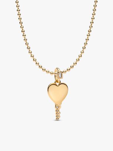 Conjunto Presente Colar Chave Coração Gravável Dourado