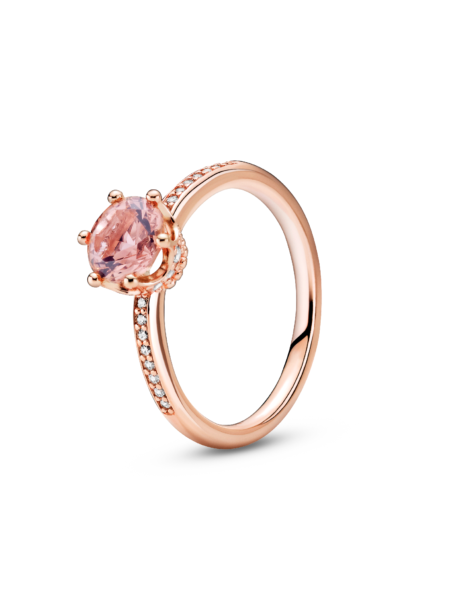 Anel Solitário Coroa Rosa Cintilante