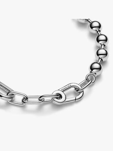 Pulseira Corrente de Elos e Esferas Metálicas