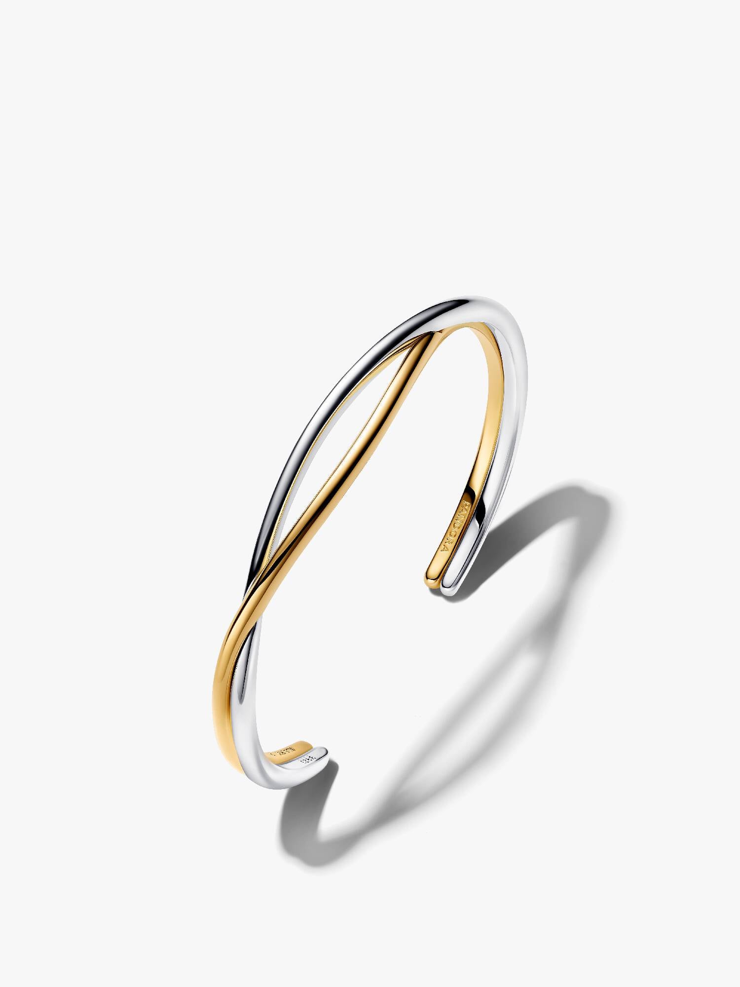 Bangle Aberta Entrelaçada Dois Tons