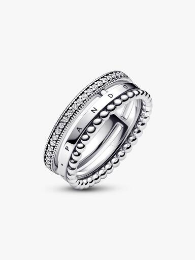 Anel Pandora Signature Pavé & Beads